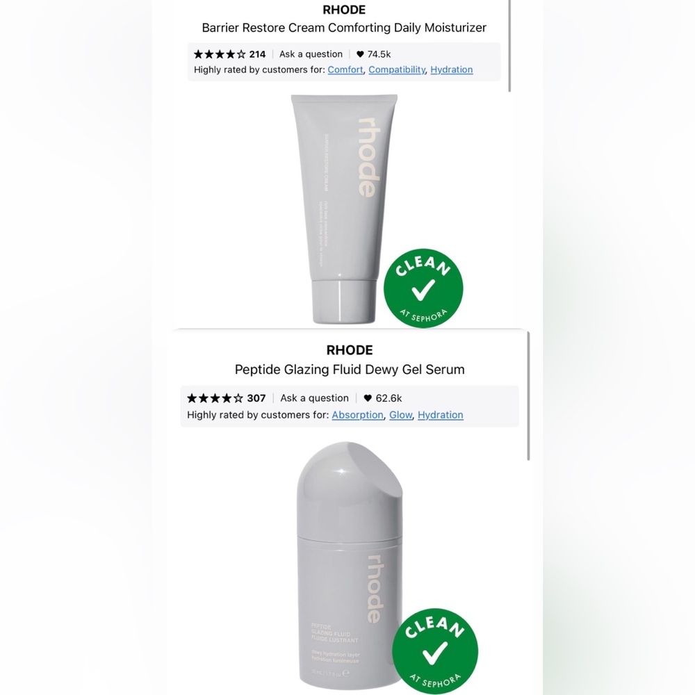 Rhode Peptide Glazing Fluid Dewy Gel Serum & Barrier Restore Cream Moisturizer